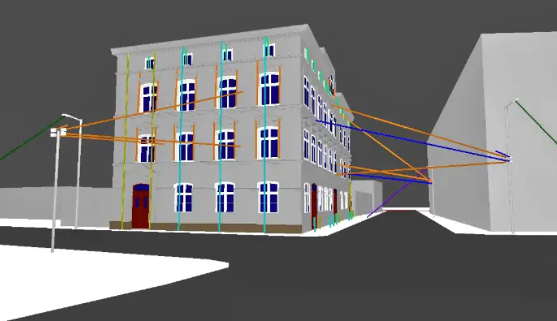 Analysis of light rays and lighting direction in the street environment